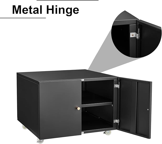 2-Door Lateral File Cabinet Mobile Filing Under Desk Storage Organizer with Wheels Printer Stand &amp Shelves for Small Spaces Home Office Organization Black