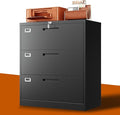 Lateral File Cabinet with LockMetal Filing Cabinet with 3 DrawerSteel Lateral File Cabinet for Legal/Letter A4 SizeWide File Cabinet for Office HomeAssembly Required