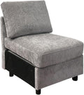 Middle Seat Module for Modular Sectional Couch Sofa Living Room Accent Armless Sofa Chair with Storage &amp Pillow Modern Side Sectional Middle Unit Chenille Light Grey