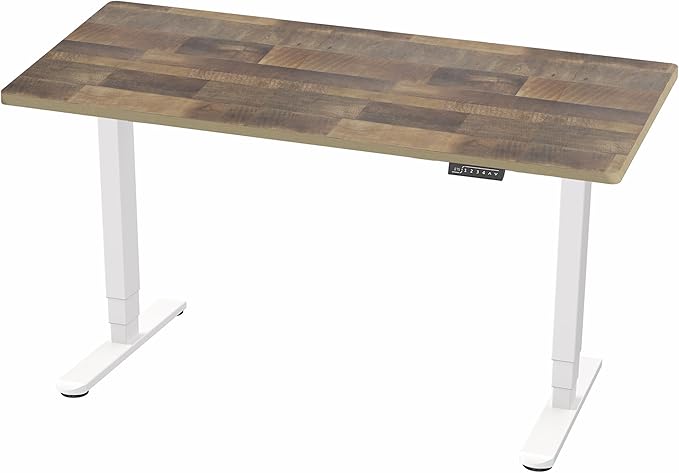 VIVO Electric 60 x 24 in Dual Motor Sit Stand Desk Memory Height Adjustment 2B Series Reclaimed Wood Top White Frame DESK-KIT-2W6P