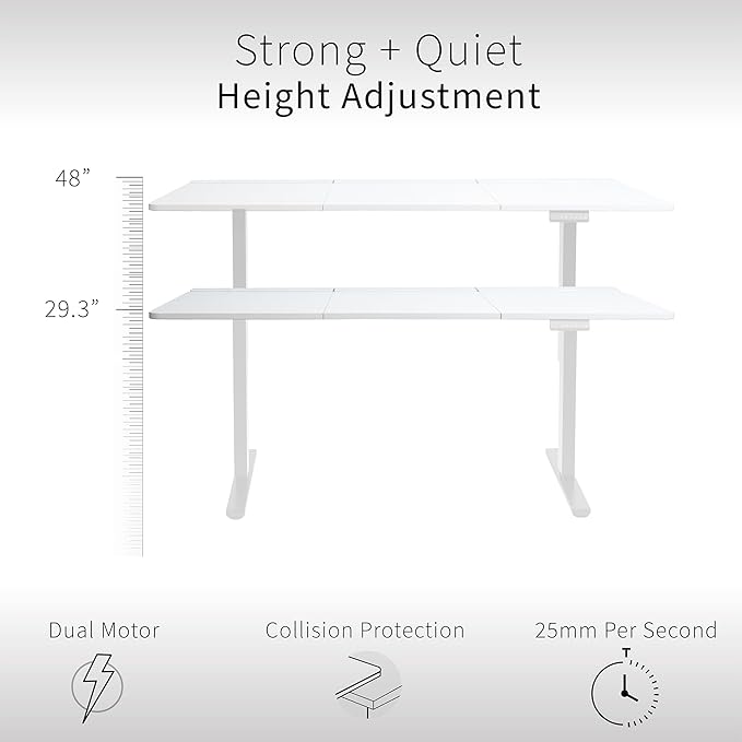 VIVO Electric 60 x 30 inch Standing Desk with Concealed Trays and Full-Size Mouse Pad Dual Motor Memory Controller Height Adjustment White Top White Frame DESK-KIT-E2W-P3W