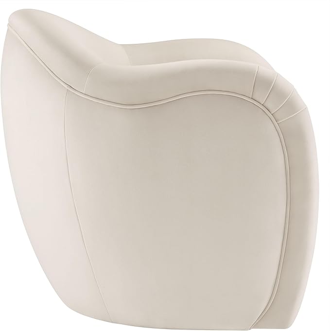 Modway Compose Barrel Chair with Performance Velvet Fabric in Alabaster – Upholstered Accent Armchair with Curved Backrest – Cozy Lounge Chair for Reading – Round Comfy Single Sofa Club Chair