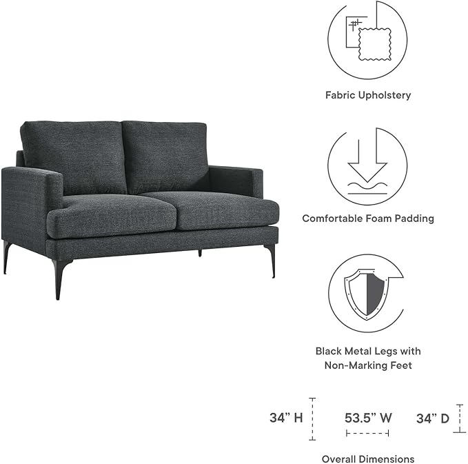 Modway EEI-6006-DOR Evermore Upholstered Fabric Loveseat Gray