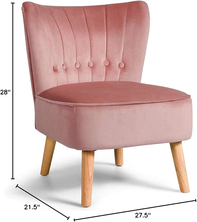 Nightcore Velvet Accent Chair Set Leisure Single Club Chair Set with Footrest Modern Tufted Upholstered Chair Set with Unique Velvet Upholstery for Living Reading Room Bedroom (Pink)