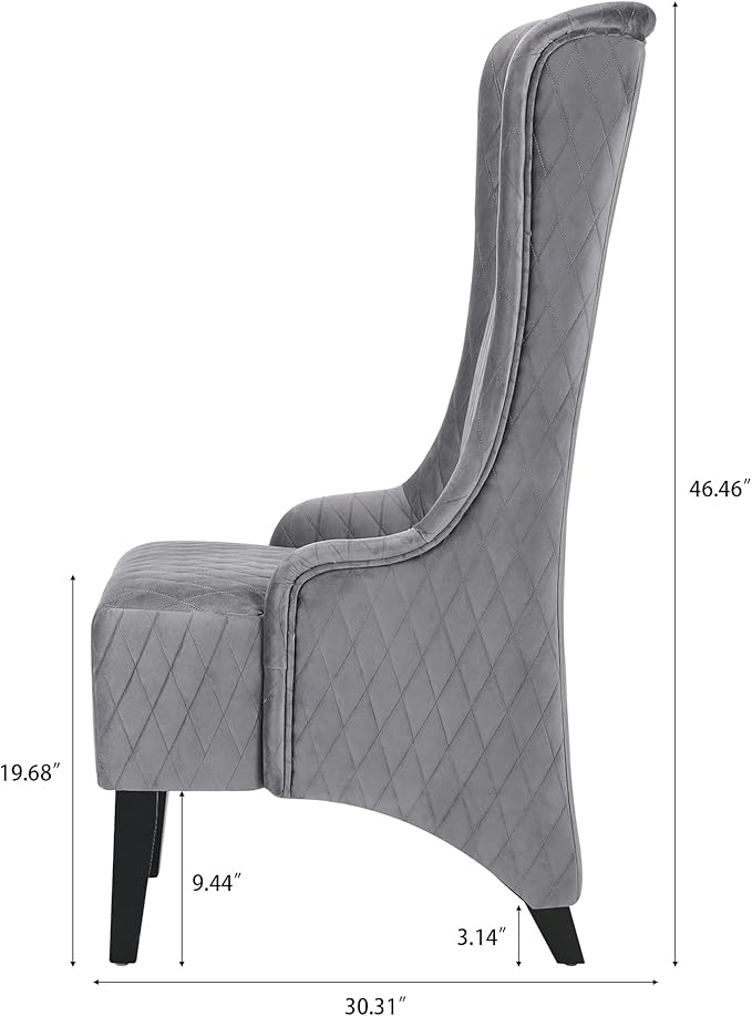 GDFStudio 23 Wide High Back Accent Chair Upholstered Wingback Chair Armless Design Modern Vintage High Back Chair with Soft Padded Seat and Wooden Legs for Living Room Bedroom Gray+Fabric