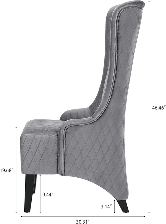 GDFStudio 23 Wide High Back Accent Chair Upholstered Wingback Chair Armless Design Modern Vintage High Back Chair with Soft Padded Seat and Wooden Legs for Living Room Bedroom Gray+Fabric