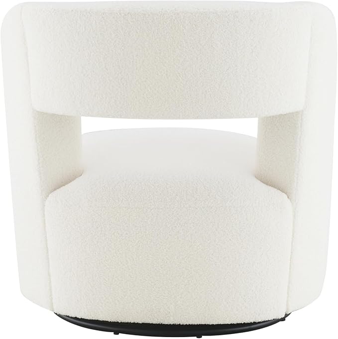 Swivel Barrel Chair with Plush Teddy Fabric: Comfy Round Accent Chair for Living Room Bedroom &amp More