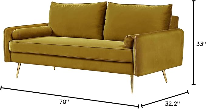 Kent Modern Sofa European Style Velvet Living Room Furniture with Tapered Legs Vintage Flair and Sleek Design Couch Greenish Yellow