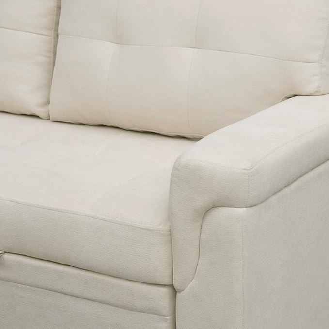 Naomi Home 85 in. Convertible Sofa with Storage Reversible L Shape Sofa Couch with Chaise Comfy Couches for Living Room Cream/Velvet