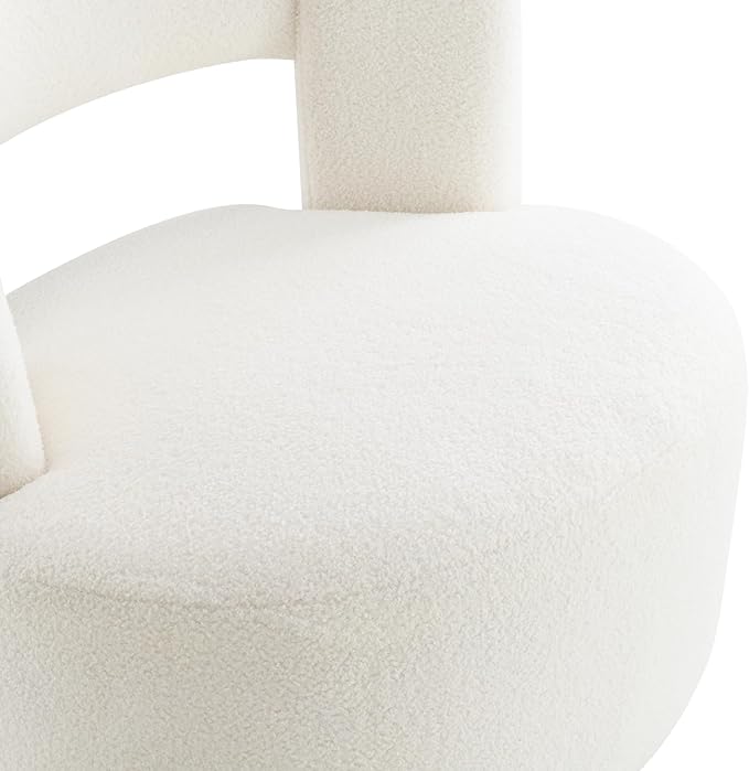 Swivel Barrel Chair with Plush Teddy Fabric: Comfy Round Accent Chair for Living Room Bedroom &amp More