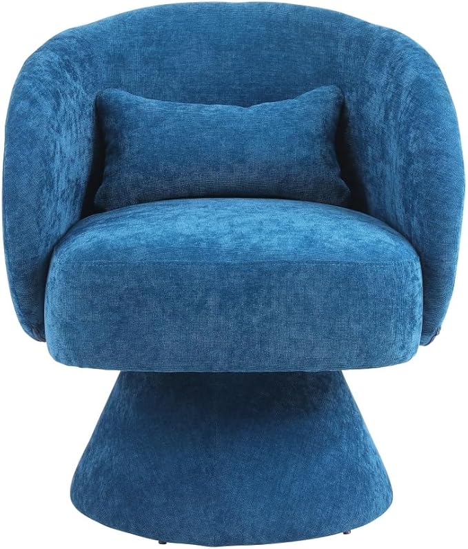 Swivel Accent Chair Swivel Barrel Chair with Pillow 360 Degree Swivel Armchair Round Club Chair for Living Room Bedroom Office Lounge (Teal+Linen)