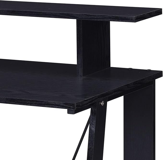 Black Writing Desk with Upper Shelf