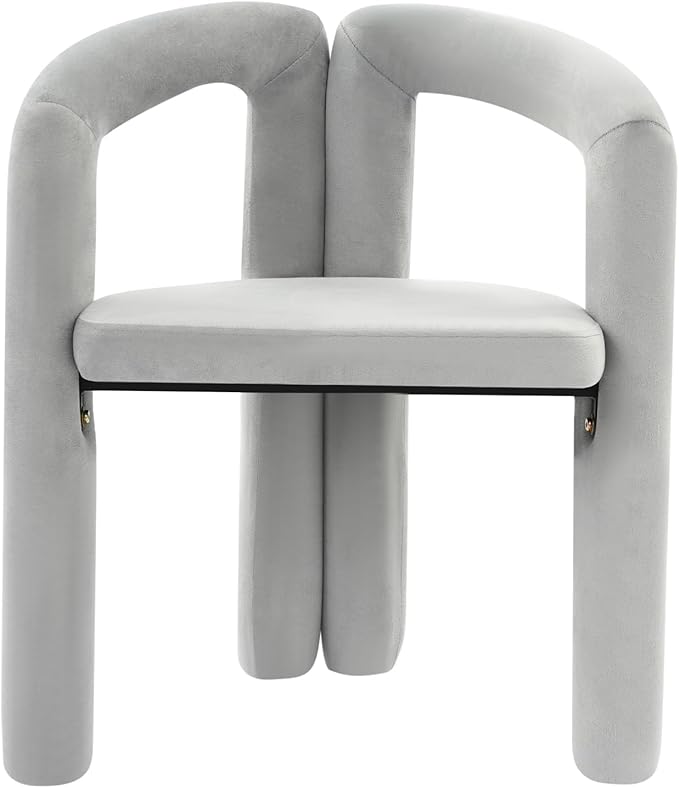 LOYALHEARTDY Gray Vanity Chair Small Accent Chairs Bedroom Chair with Soft Cushion 17.7 Inch Modern Desk Chairs No Wheels Makeup Stool for Dressing Table Salon Dormitory Living Room