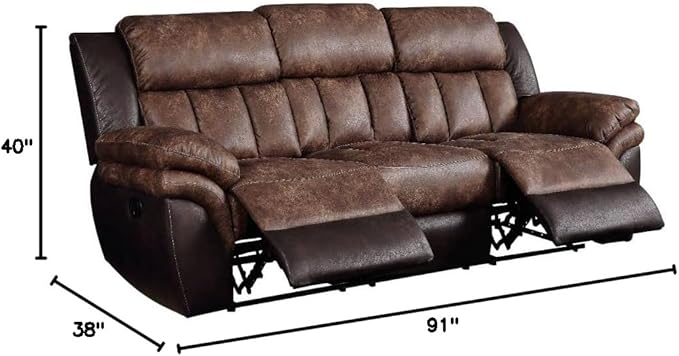 Acme Jaylen Sofa (Motion) in Toffee and Espresso Polished Microfiber