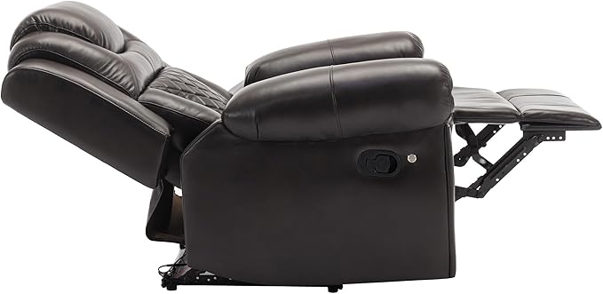 ERYE Manual Recliner Chair with LED Light Strip for Living Room Bedroom Manual Reclining Home Theater Seating Armchair Faux Leather Tufted