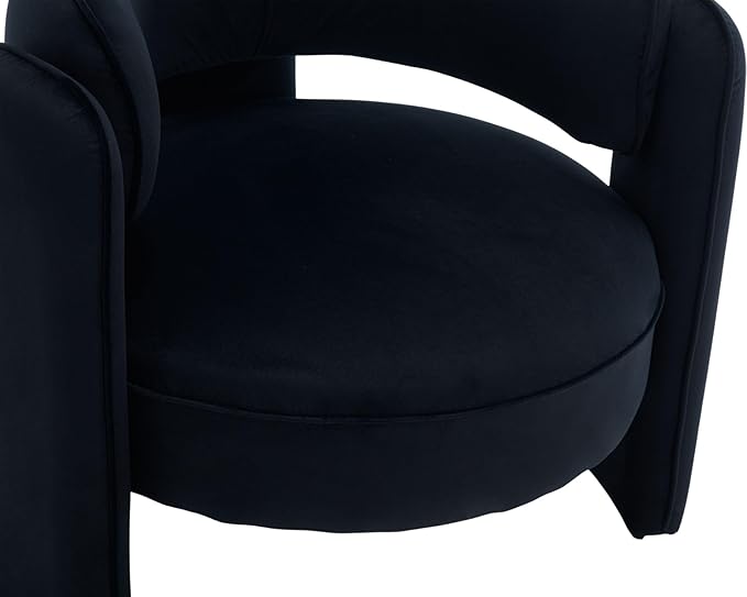 VESCASA Velvet Barrel Accent Chairs with Open-Back Upholstered Side ArmChairs with 3 Legs Modern Single Sofa for Living Room Set of 2 Black