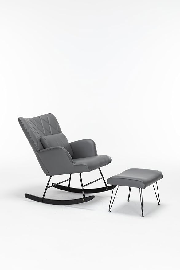 Comfortable Modern Rocking Chair with Lumbar Support for Bedroom Nursery Living Room