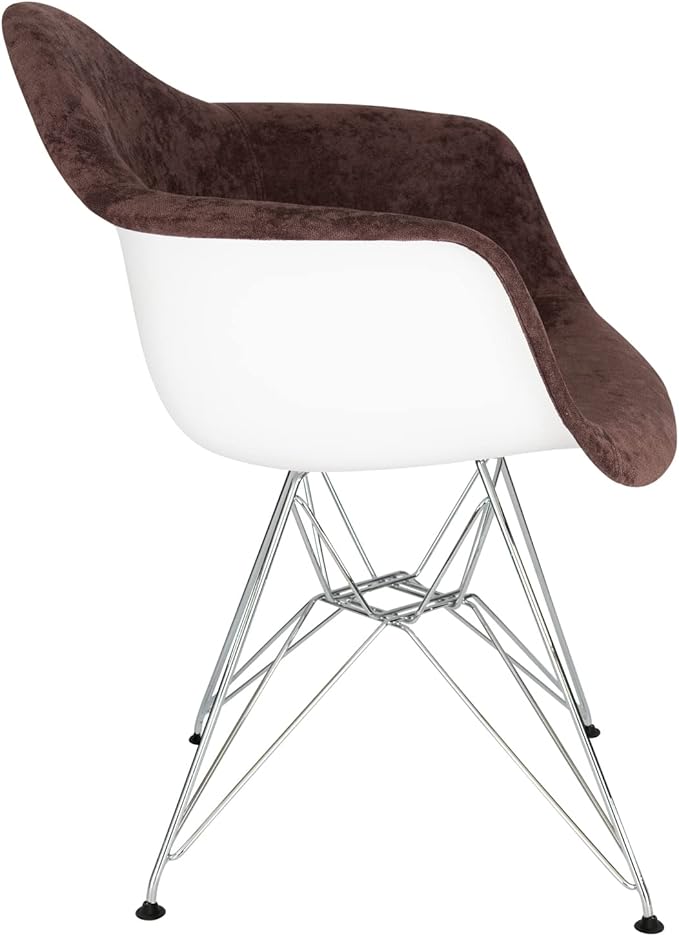 Maykoosh Velvet Accent Chair - Modern Eiffel Base Living Room Chair - Elegant Metal &amp Wood Design
