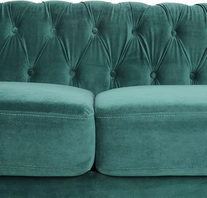 AVZEAR 3 seat Sofa Velvet Sofa Living Room Sofa Large Sofa Modern Chesterfield Fabric Modern 3 Seater Couch Furniture Classic Tufted Chesterfield Settee Sofa Green