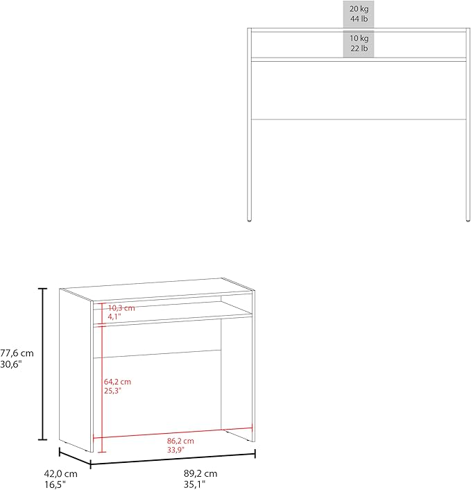 Compact Modern White Computer Desk with Shelf for Small Offices Home Office Study
