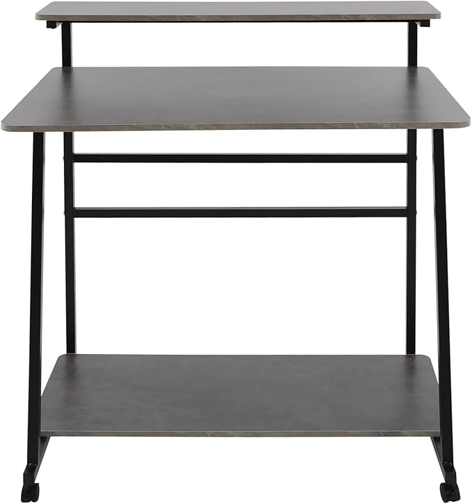 Home Office Desk3 Tier Rolling Computer Desk36inch Modern Home Desk Computer Desk Writing Table with Under Desk Storage Shelves for Home Office Study Bedroom (Black+Grey)