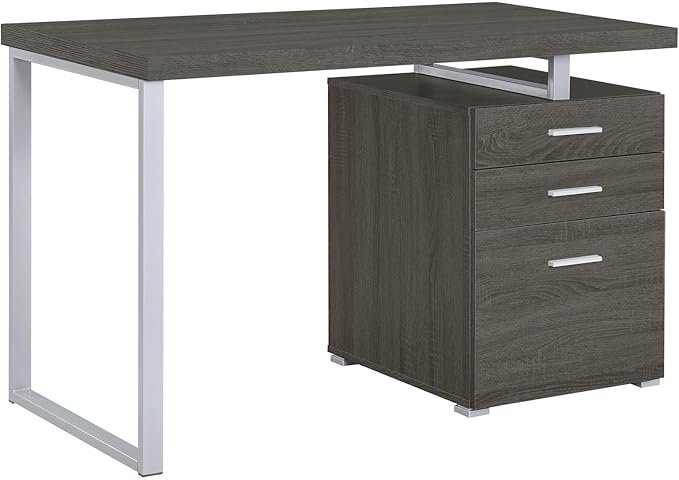 Weathered Grey 3-Drawer Reversible Office Desk