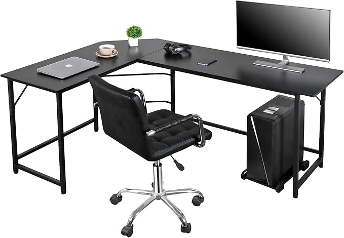 L-Shaped Office Desk Corner Computer Desk Gaming Gamer Table Workstation with CPU Stand for Home Office