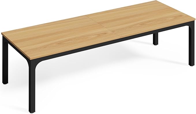 LITTLE TREE Two Person Desk 78.7 Inches Extra Long Computer Desk Wooden Large Office Desks with Strong Metal Legs Double Desk for 2 People Writing Study Table for Home Office Natural &amp Black