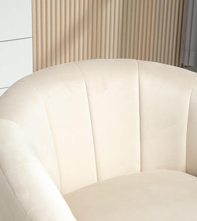 Velvet Modern Accent Armchair - Luxury Gold Frame | Versatile Seating for Living Room Bedroom Office Beige