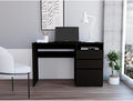 Kenai 3 Drawers Computer Desk Black Compact Storage Spacious Work Surface Modern Home Office