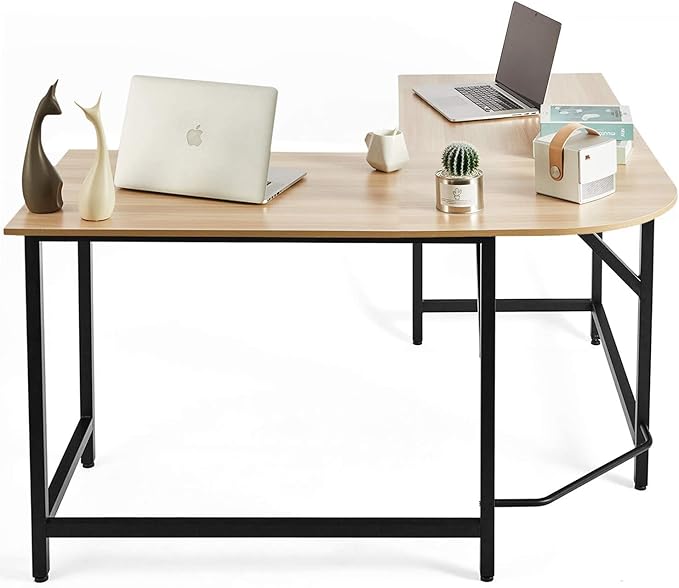 55-inch L Shaped Computer Desk Spaces Saving Gaming Desk Home Office Study Writing Table Workstation for Corner (Natural)
