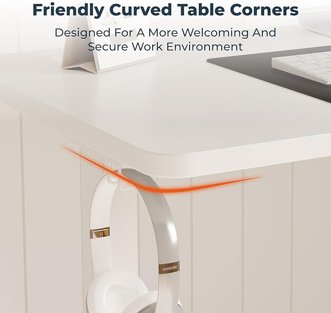 AdjustableStanding Desk 63 x 24 Inch Home Office Desk with Memory Preset Computer Workstation Splice White Top Frame