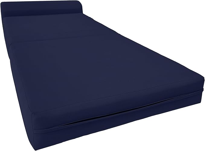 D&ampD Futon Furniture Sleeper Chair Folding Foam Bed Portable Studio Guest Sofa Beds 6 x 36 x 70 Navy Blue