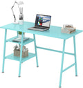 VECELO 43 Inch Computer Home Office Desk Modern Simple Writing Desk with Storage for Bedroom Simple Table Modern Student Study DeskWater Proof Walnut+Black Leg