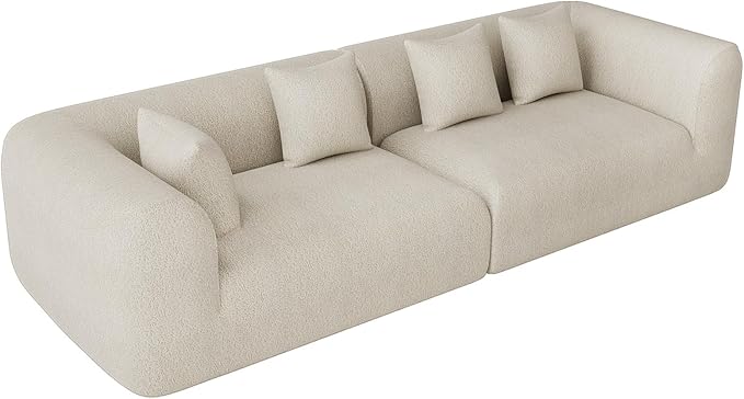120 Oversized Sectional Couches for Living Room Comfy Plush Boneless Modular Sectional Sofa Modern Modular Couch Chenille Cloud Couch Sectionals 4 Seater No Assembly Needed Beige White