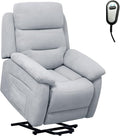 Giantex Power Lift Recliner Chairs for Elderly Fabric Electric Recliner Chair w/Side Pocket &amp Remote Control Living Room Reclining Chair for Seniors Home Theater Bedroom (Grey)