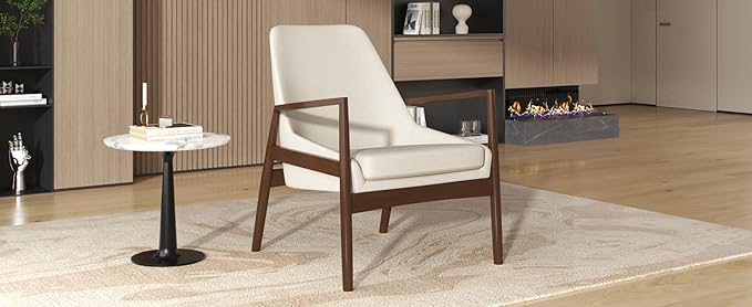 Accent Chair Mid Century Modern Armchair with with Solid Wood e Reading Leisure Chair with High Back for Living Room