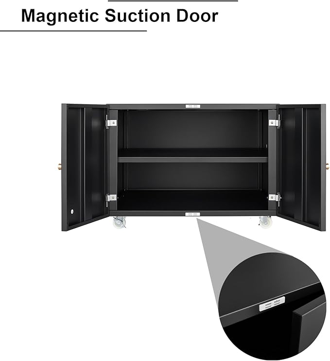 2-Door Lateral File Cabinet Mobile Filing Under Desk Storage Organizer with Wheels Printer Stand &amp Shelves for Small Spaces Home Office Organization Black
