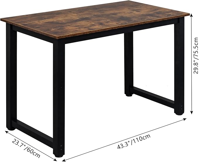 110cm Computer Desk Computer Workstation Home Office Writing Desk Computer Laptop Desk  Wooden Desk for Home Office Small Space Computer Home Office Desk (Retro Color 43.3L x 23.6W x 29.5H)
