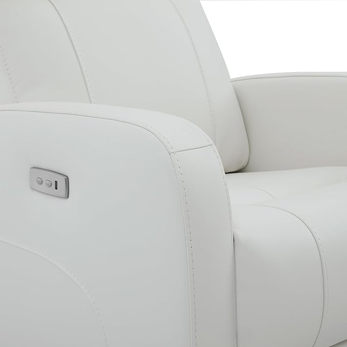 CHITA Genuine Leather Power Swivel Glider Recliner Chair FSC Certified Double Layer Backrest Truck Armrest Recliner Chair Sofa for Living Room-White