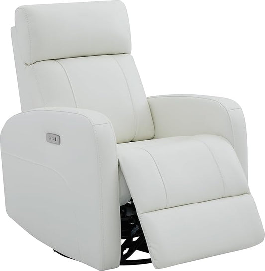 CHITA Genuine Leather Power Swivel Glider Recliner Chair FSC Certified Double Layer Backrest Truck Armrest Recliner Chair Sofa for Living Room-White