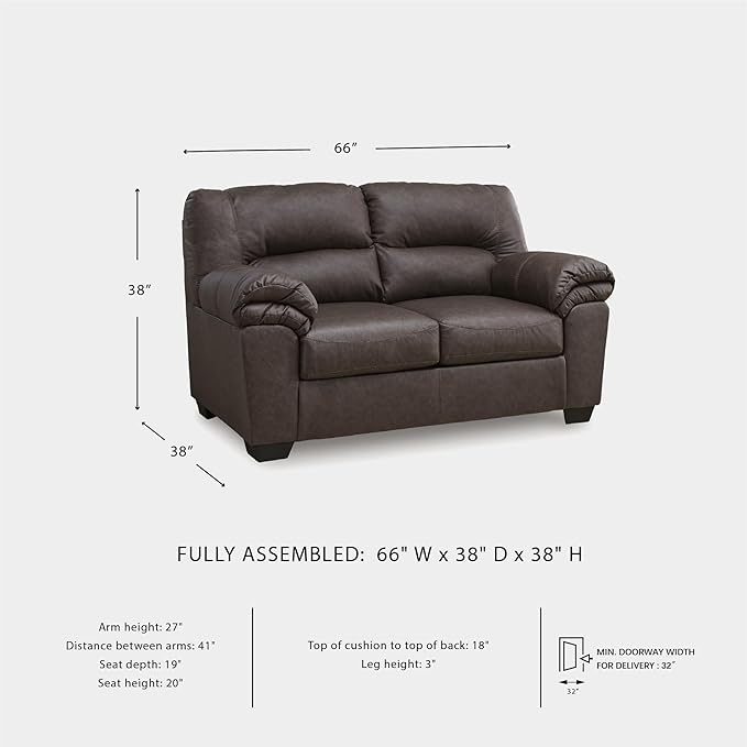 Signature Design by Ashley WalkerPoint Contemporary Loveseat with Removable Cushion Dark Brown