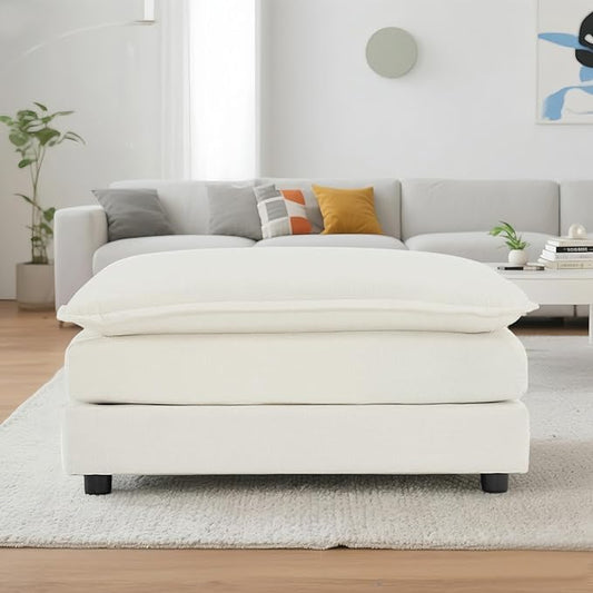 Sofa Ottoman Footrest Stylish Sofa Footstool Modern Upholstered Ottoman for Living RoomBedroom and ApartmentBeige