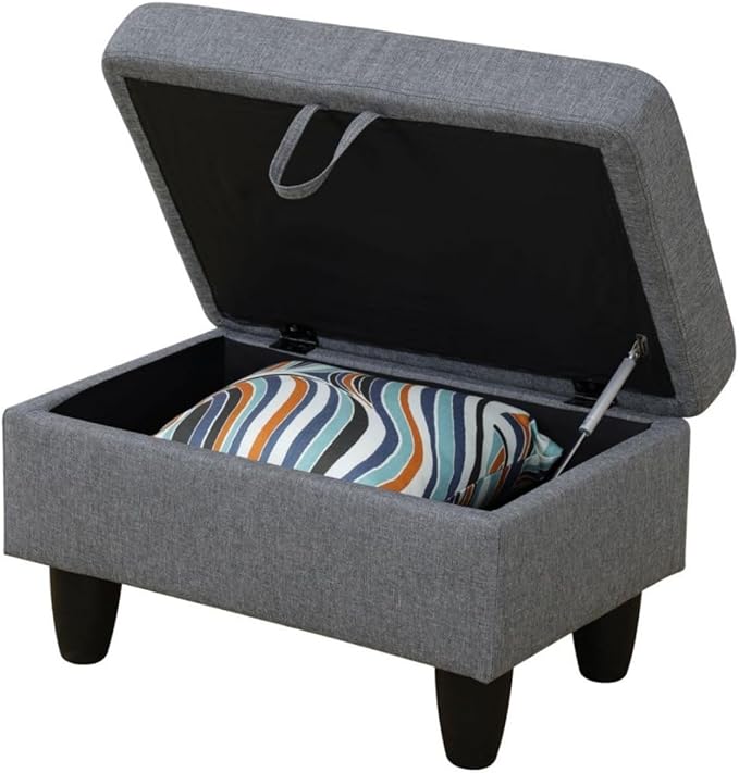 Grey-1 L-Shaped 3-Piece Linen Sofa with Storage Ottoman Set Sectional Couch Sofa Set for Living Room Office Small Space