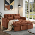 Pull Out Couch Velvet Fabric Loveseat Sleeper Couch 3 in 1 Corduroy Futon Sofa Bed with Side Pockets Sleeper Sofa Bed with Adjustable Backrest for Living Room Camel