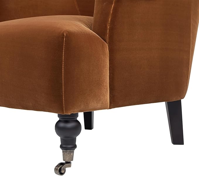Jennifer Taylor Home Eloise 30 Pleated Sock Arm Accent Armchair Burnt Orange Performance Velvet