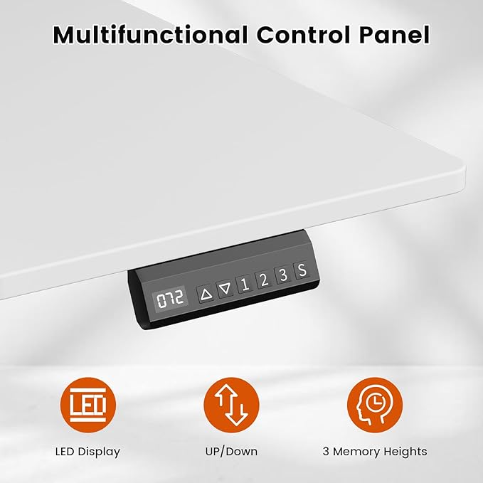 REAHOME Electric Standing Desk with Drawers 47 x 24 Inches Height Adjustable Sit Stand Desk with Storage 3 Memory Preset Home Office Computer Table Printer Cabinet 2 Hooks Cable Management White