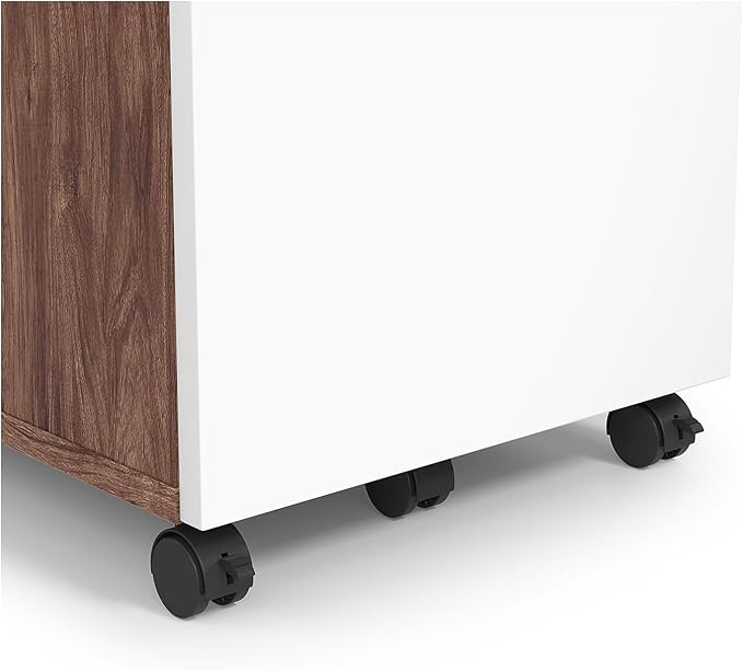 Union &amp Scale 2 Drawer Mobile File Cabinet Rolling Printer Stand Vertical Filing Cabinet Office Drawers Filing Cart for Home Office A4/Letter Size Black and Rustic Brown BFK20WJ01