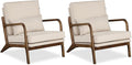 Giantex Mid Century Modern Accent Chair Set of 2 Upholstered Armchair with Pillow Rubber Wood Armrests &amp Legs Removable Back &amp Seat Cushions Comfy Reading Chair for Living Room Bedroom B