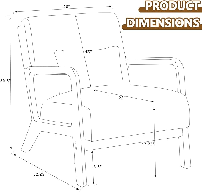 Modern Accent Chairs with Waist Cushion Comfy Upholstered Chair Living Room Corduroy Reading Chair with Solid Wood Frame Side Chairs for Living Room Bedroom Sunny Room Balcony (Gray)
